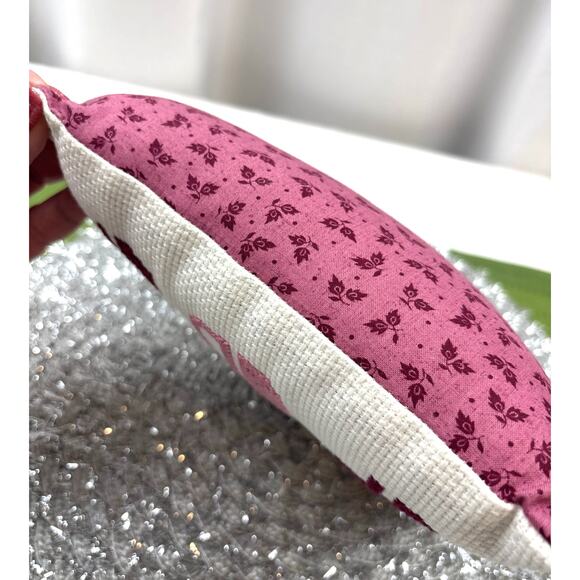 Vintage 90s Handmade Cross-Stitch Small Throw Pillow Basket Design Country Decor - Picture 6 of 6